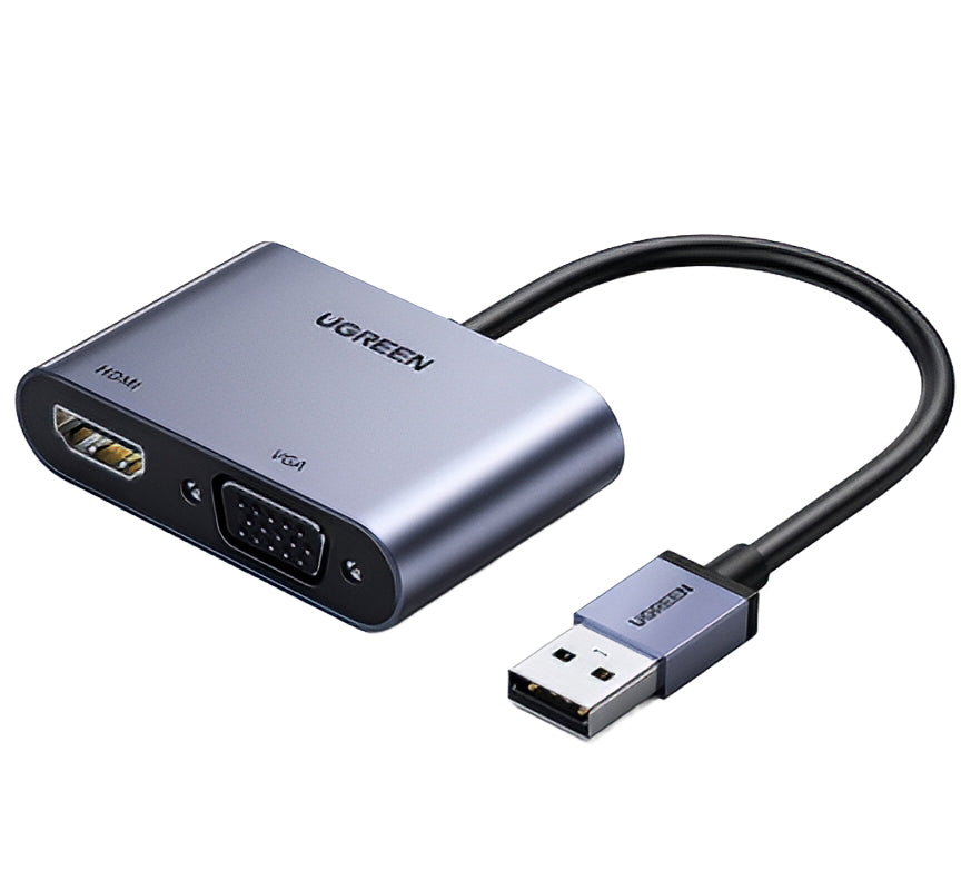 Adattatore Video UGREEN CM449, USB-A - HDMI / VGA, Grigio