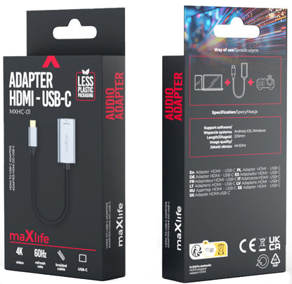 Adattatore Audio e Video USB-C - HDMI MaXlife MXHC-01, Grigio