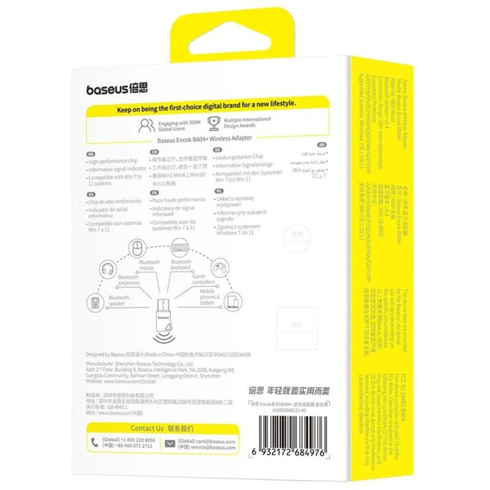 Baseus Encok BA04+ USB Bluetooth Adapter, Black A10082600121-00
