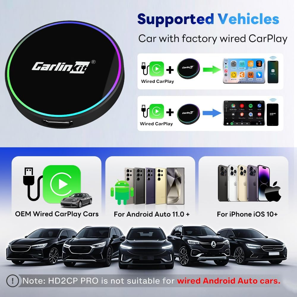 Adattatore Carplay / Android Auto Wireless Carlinkit HD2CP Pro per Apple iPhone / Serie Android
