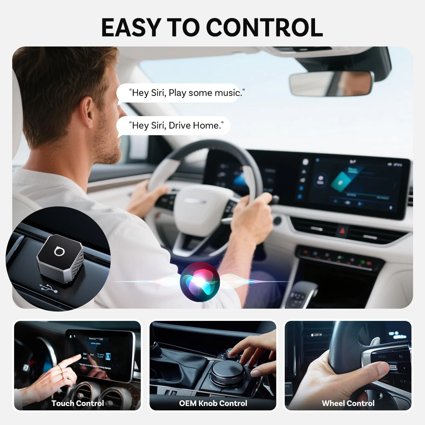 Adattatore Carplay / Android Auto Wireless Ottocast Mini Cube Style C per Apple iPhone / Android Series CP88-T3