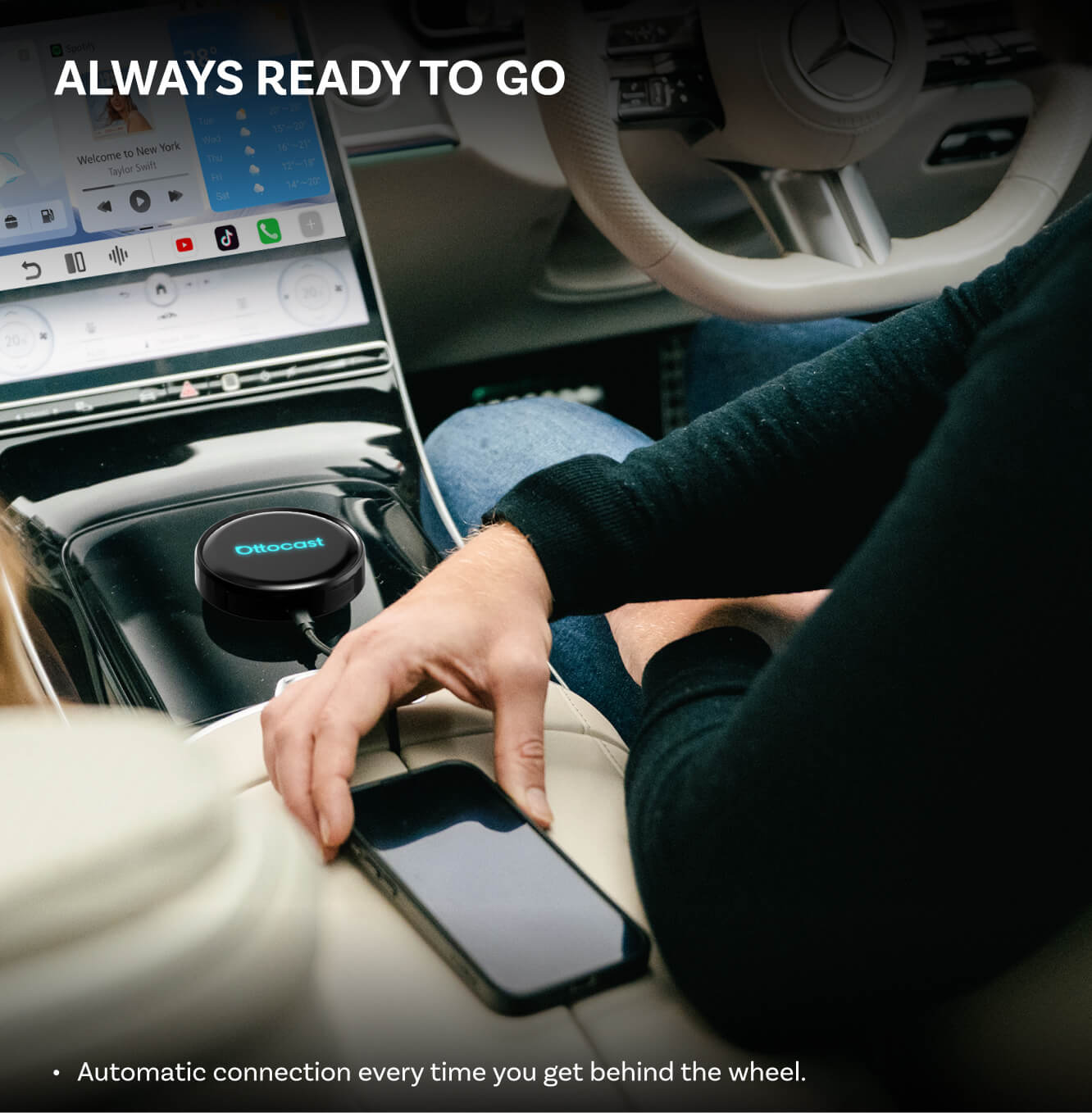 Adattatore Carplay / Android Auto Wireless Ottocast OttoAibox P3 Pro per Apple iPhone / Serie Android PCS61-T