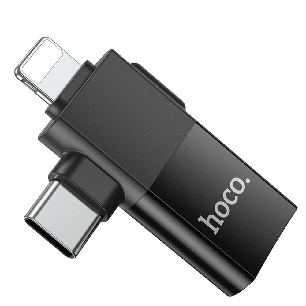 Adattatore OTG USB-C / Lightning - USB-A HOCO UA17, Nero