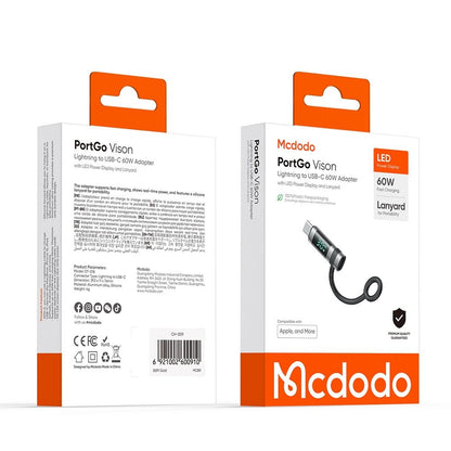 Adattatore Dati e Ricarica Lightning - USB-C McDodo OT-0180 Pigeon Display, Nero