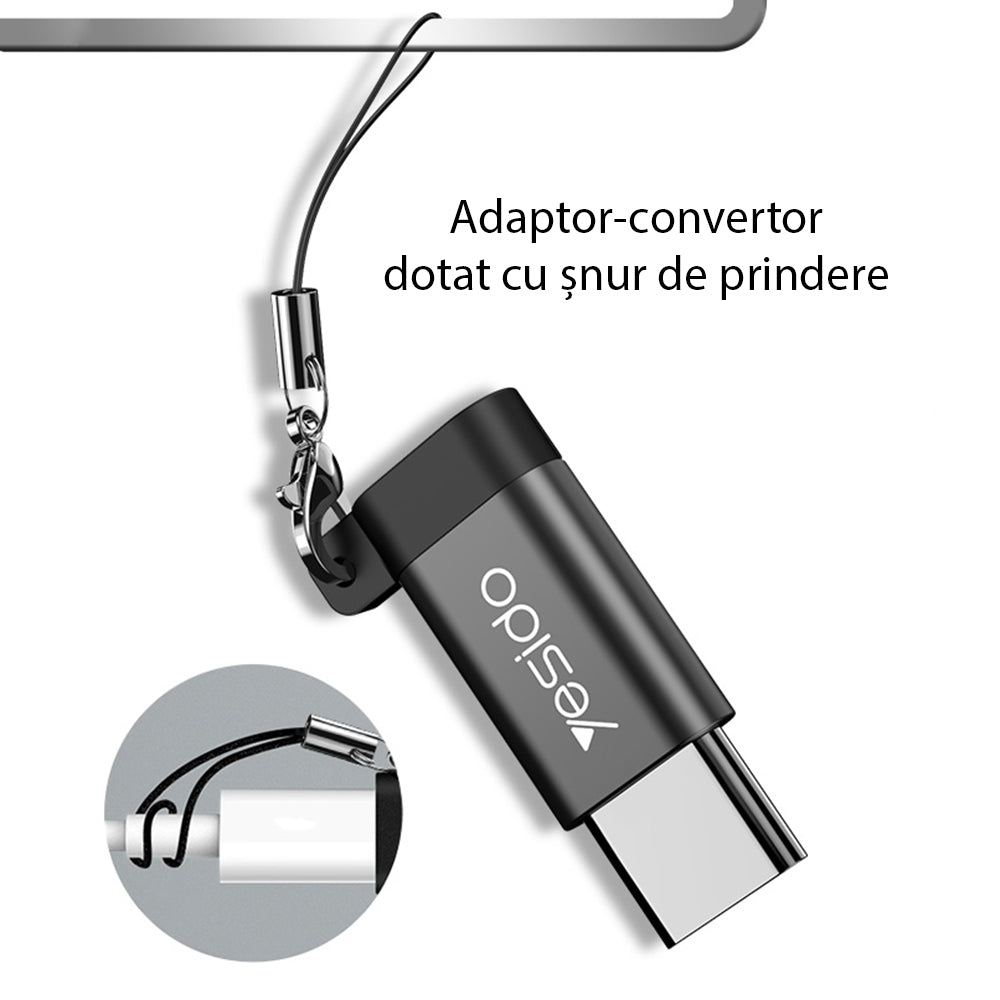 Adattatore Dati e Ricarica microUSB - USB-C Yesido GS04, Nero
