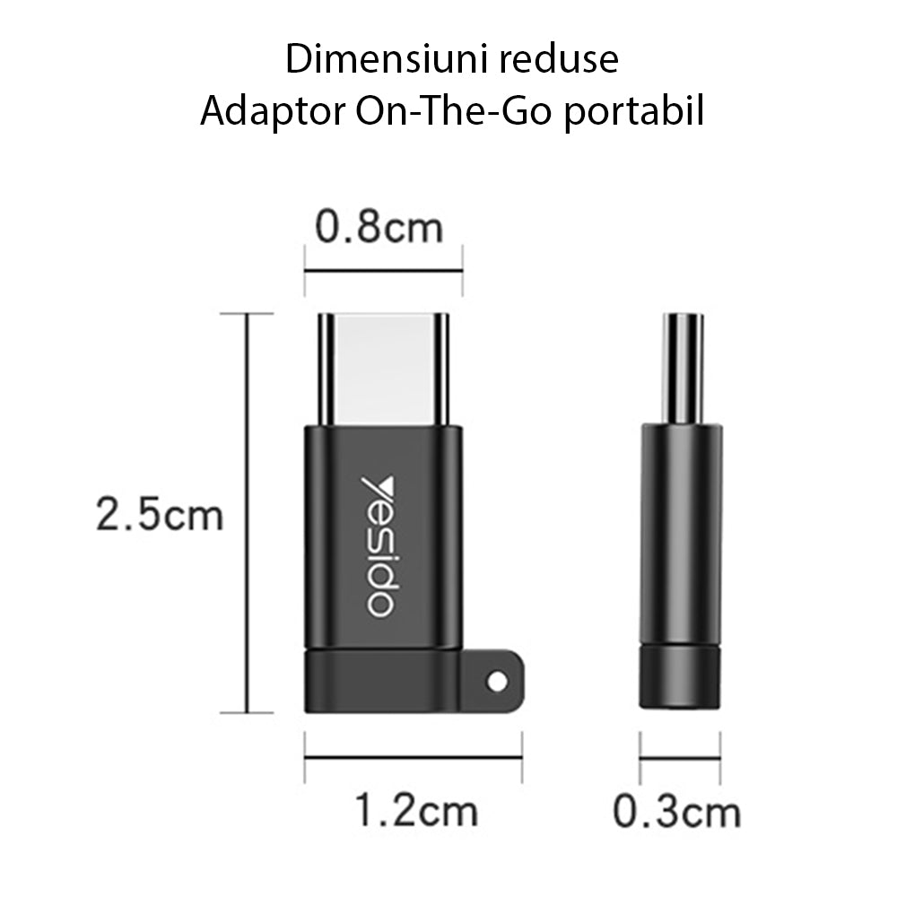 Adattatore Dati e Ricarica microUSB - USB-C Yesido GS04, Nero
