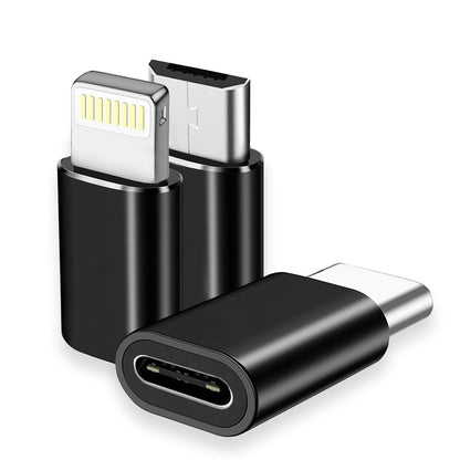 Adattatore Dati e Ricarica USB-C - Lightning / microUSB / USB-A Techsuit A19 TriFlashX 3in1, Nero