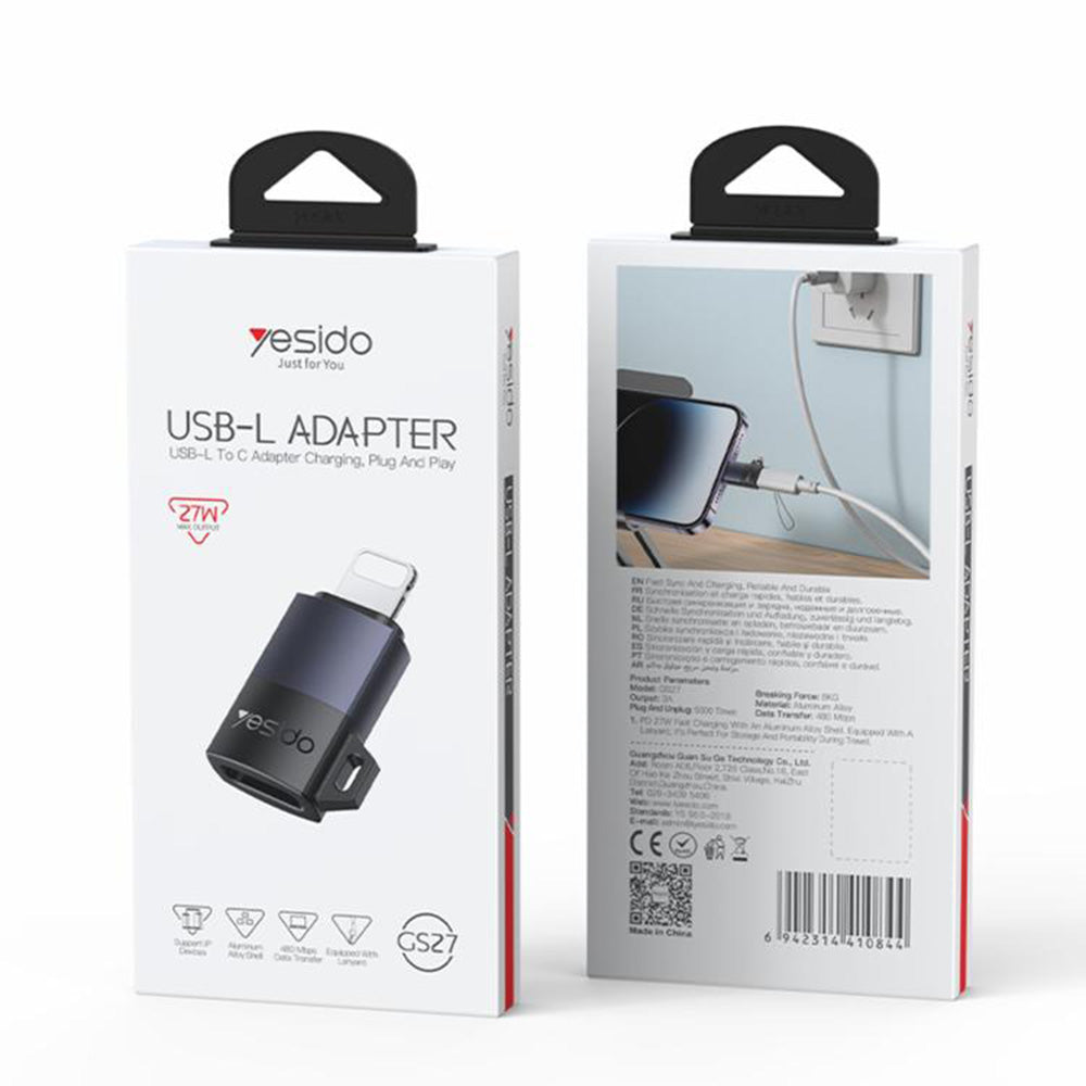 Adattatore Dati e Ricarica USB-C - Lightning Yesido GS27, Grigio