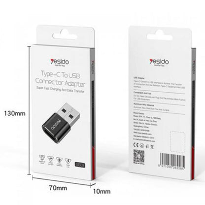 Adattatore Dati e Ricarica USB-C - USB-A Yesido GS09, Nero