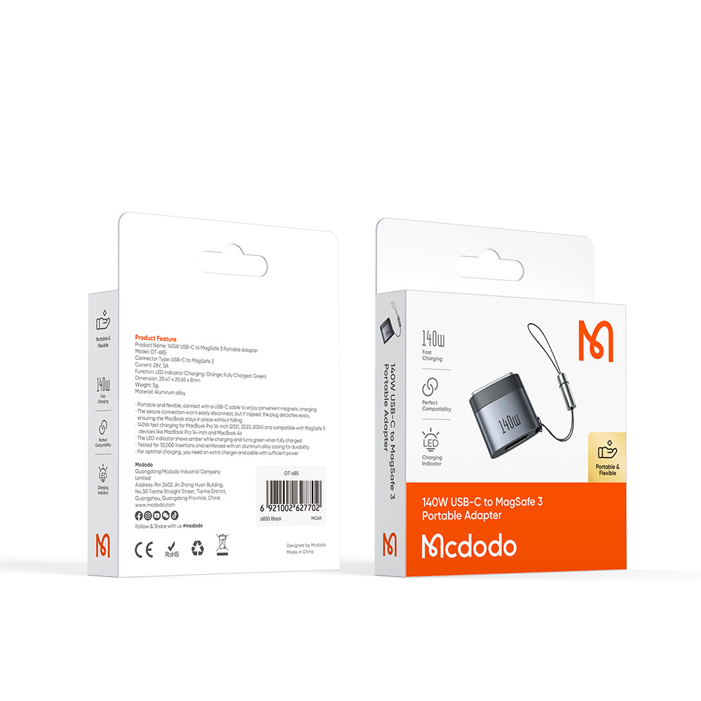 Adattatore di Ricarica USB-C - MagSafe 3 McDodo OT-6850, Nero