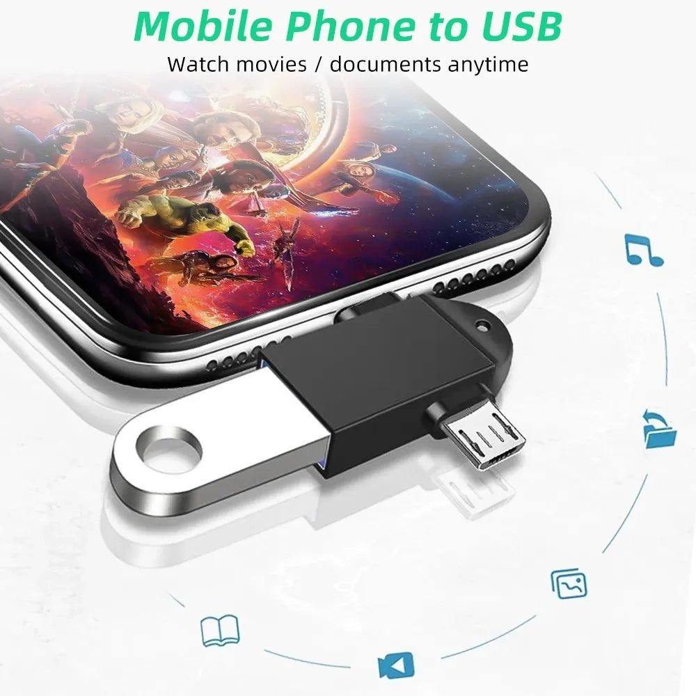 Adattatore OTG microUSB / USB-C - USB-A Techsuit A16 TwoVoltX, Nero