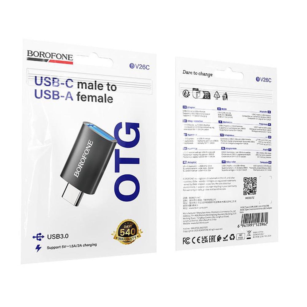 Adattatore OTG USB-C - USB-A Borofone BV26C, Nero