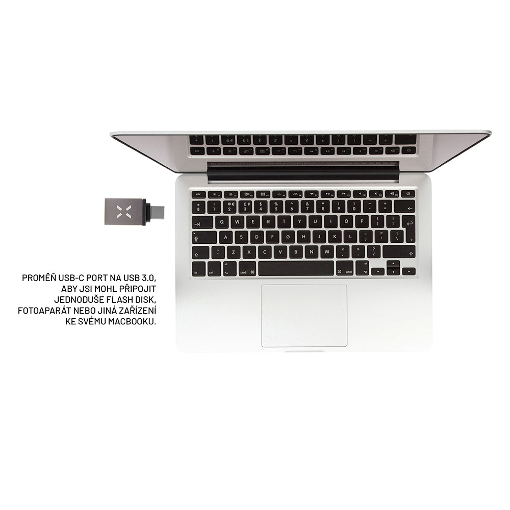 OTG USB-C to USB-A Fixed Adapter, Gray