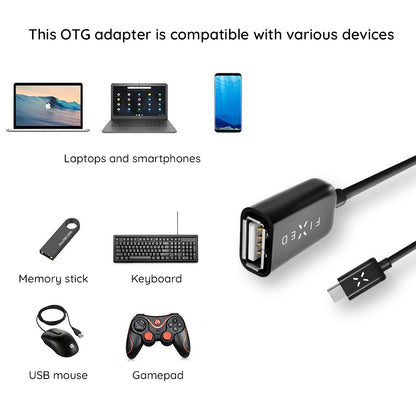 Adattatore OTG USB-C - USB-A Fixed, Nero