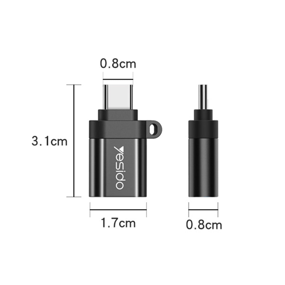 Adattatore OTG USB-C - USB-A Yesido GS06, Nero