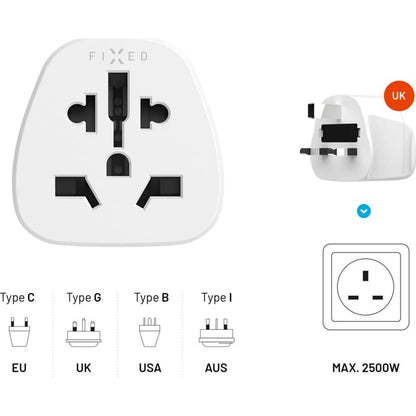 Fixed Network Adapter EU / US / AUS - UK, White