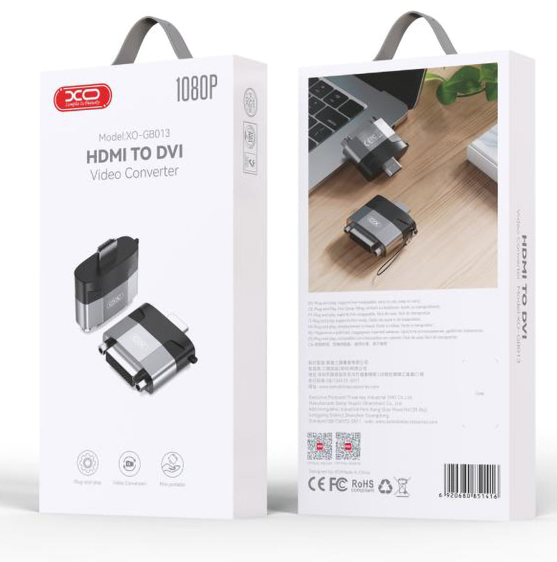 Adattatore video XO Design GB013, HDMI - DVI, grigio 