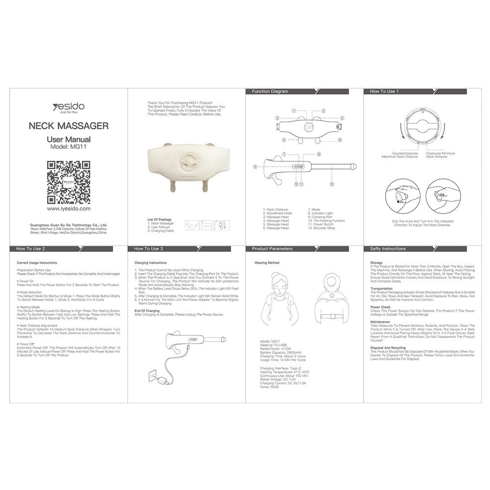 Apparecchio per Massaggio Cervicale Yesido MG11, Beige