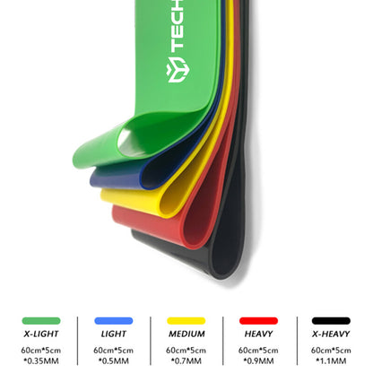 Banda Elastica Fitness Techsuit TS-01, Set 5 pezzi, Multicolore