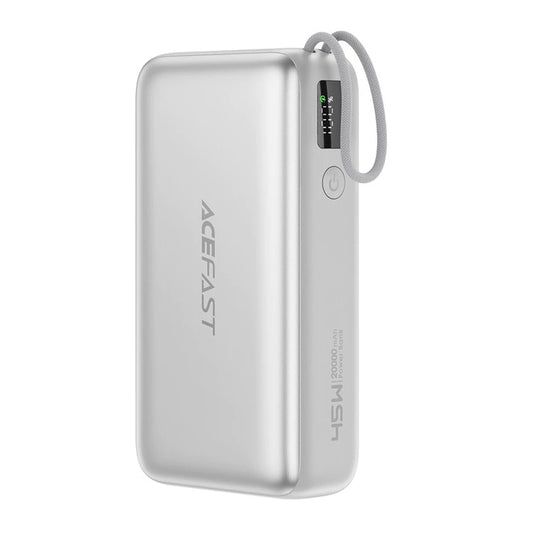 Batteria Esterna Acefast M34, 20000mAh, 45W, QC + PD, 1 x USB-A - 2 x USB-C, Argento