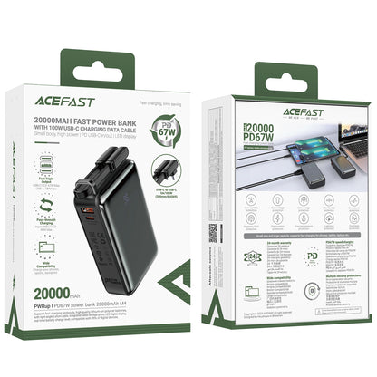 Batteria Esterna Acefast M4, 20000mAh, 67W, PD, 1 x USB-A - 2 x USB-C, Nera