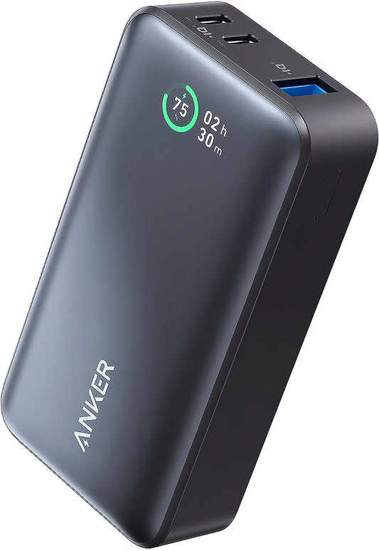 Batteria esterna Anker 533, 10000 mAh, 30 W, QC + PD, 1 x USB-A - 2 x USB-C, nero A1256G12