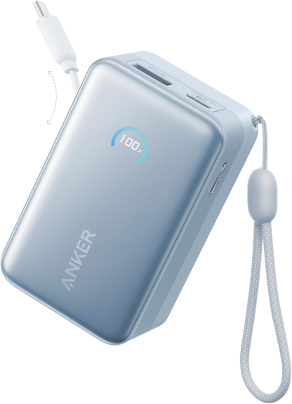 Batteria Esterna Anker Nano, 10000mAh, 45W, QC + PD, 1 x USB-A - 2 x USB-C, Blu
