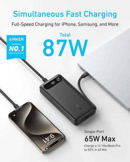 Batteria Esterna Anker PowerCore, 20000mAh, 87W, QC + PD, 1 x USB-A - 2 x USB-C, Nera, Resigillata A1383H11