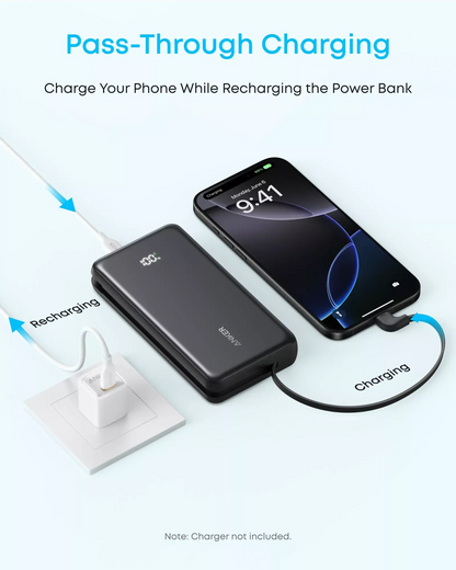 Batteria Esterna Anker Zolo, 20000mAh, 22.5W, QC + PD, 1 x USB-A - 2 x USB-C, Nera A110EH11