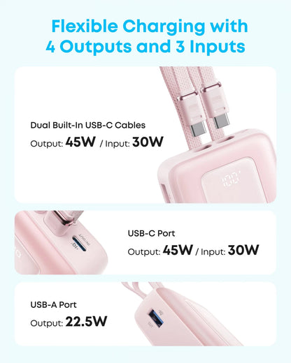 Power bank Anker Zolo, 20000 mAh, 45 W, QC + PD, 1 x USB-A - 3 x USB-C, Nero A110MH12