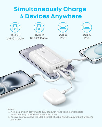 Batteria Esterna Anker Zolo, 10000mAh, 35W, QC + PD, 1 x USB-A - 2 x USB-C, Nera A1680H12
