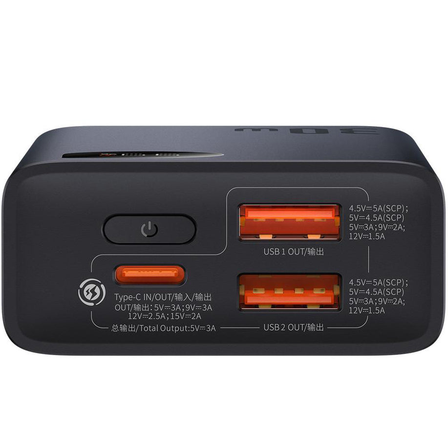 Batteria Esterna Baseus Adaman2, 10000mAh, 30W, QC + PD, 1 x USB-C - 2 x USB-A, Nera PPAD040101