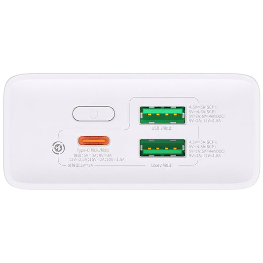 Batteria esterna Baseus Adaman2, 20000mAh, 30W, QC + PD, 1 x USB-C - 2 x USB-A, bianco PPAD080102