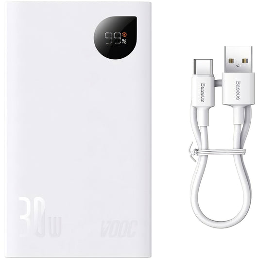 Batteria esterna Baseus Adaman2, 20000mAh, 30W, QC + PD, 1 x USB-C - 2 x USB-A, bianco PPAD080102