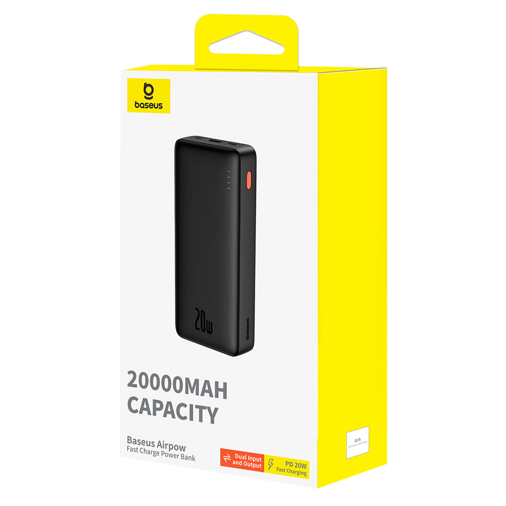 Batteria Esterna Baseus Airpow, 20000mAh, 20W, QC + PD, 1 x USB-A - 1 x USB-C, Nera P10022804113-00