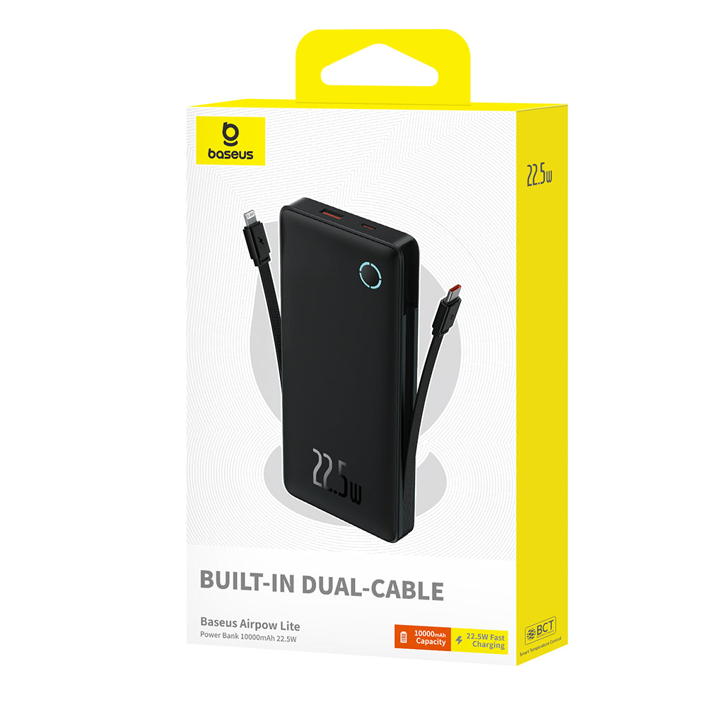 Batteria Esterna Baseus Airpow Lite, 10000mAh, 22.5W, QC + PD, 1 x Lightning - 1 x USB-A - 2 x USB-C, Nera P10067501123-00