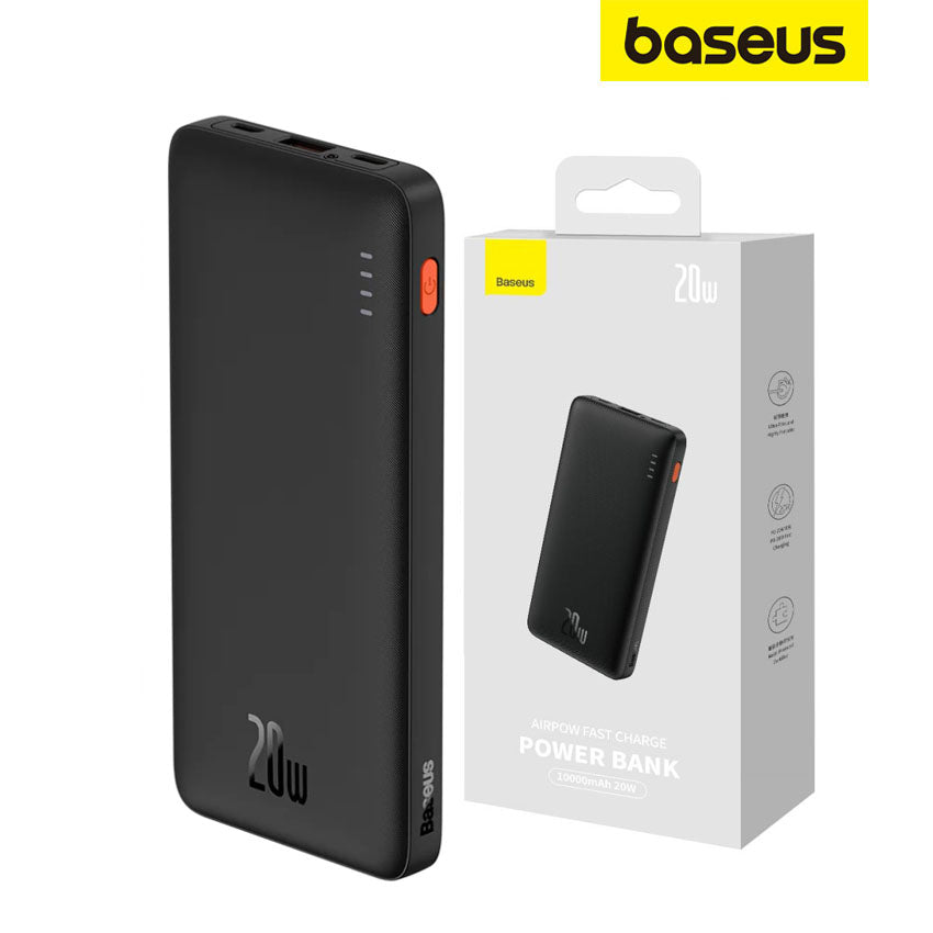 Batteria esterna Baseus Airpow, 10000mAh, 20W, QC + PD, 1 x USB-A - 1 x USB-C, nero PPQD090001 