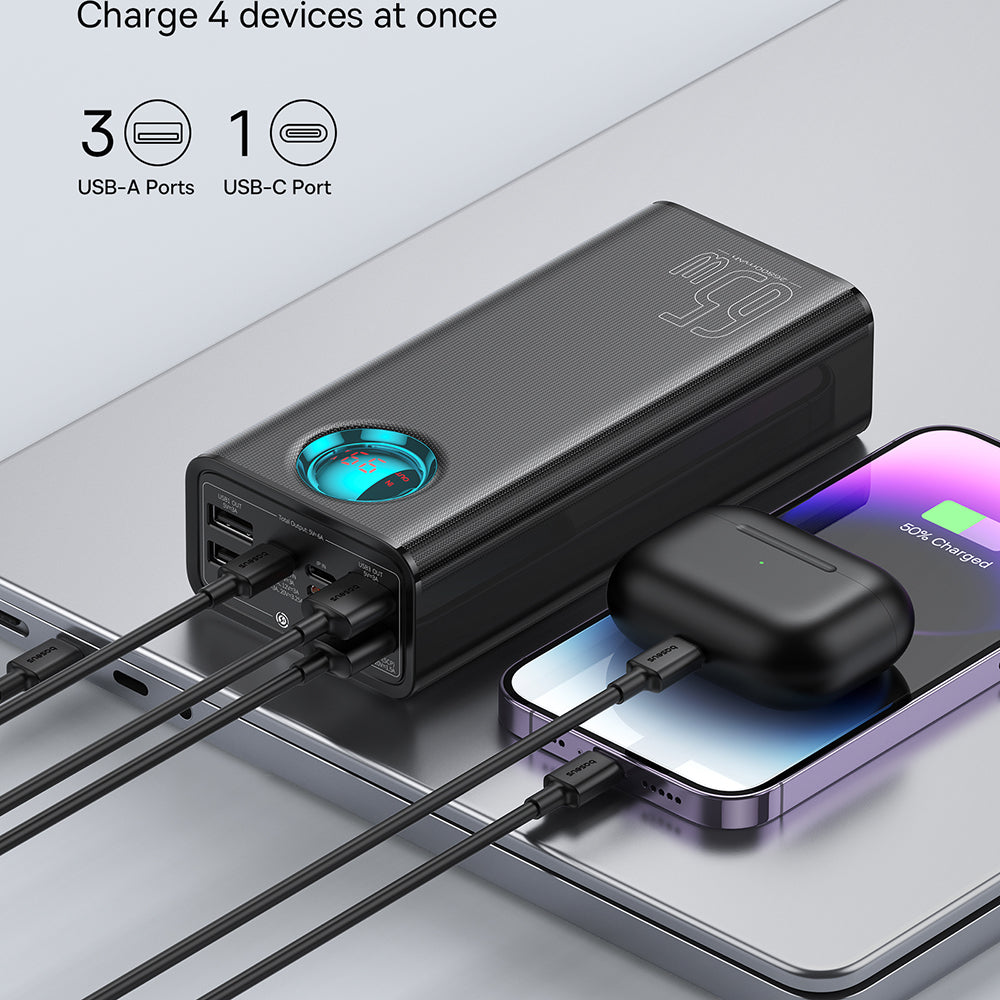 Batteria Esterna Baseus Amblight Display Digitale, 26800mAh, 65W, QC + PD, 1 x USB-C - 4 x USB-A, Nera P10022402113-00