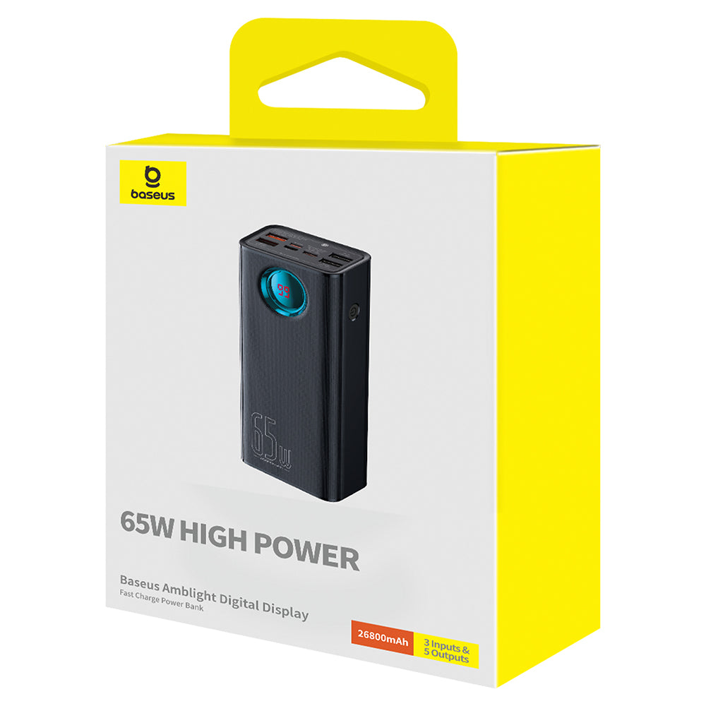 Batteria Esterna Baseus Amblight Display Digitale, 26800mAh, 65W, QC + PD, 1 x USB-C - 4 x USB-A, Nera P10022402113-00