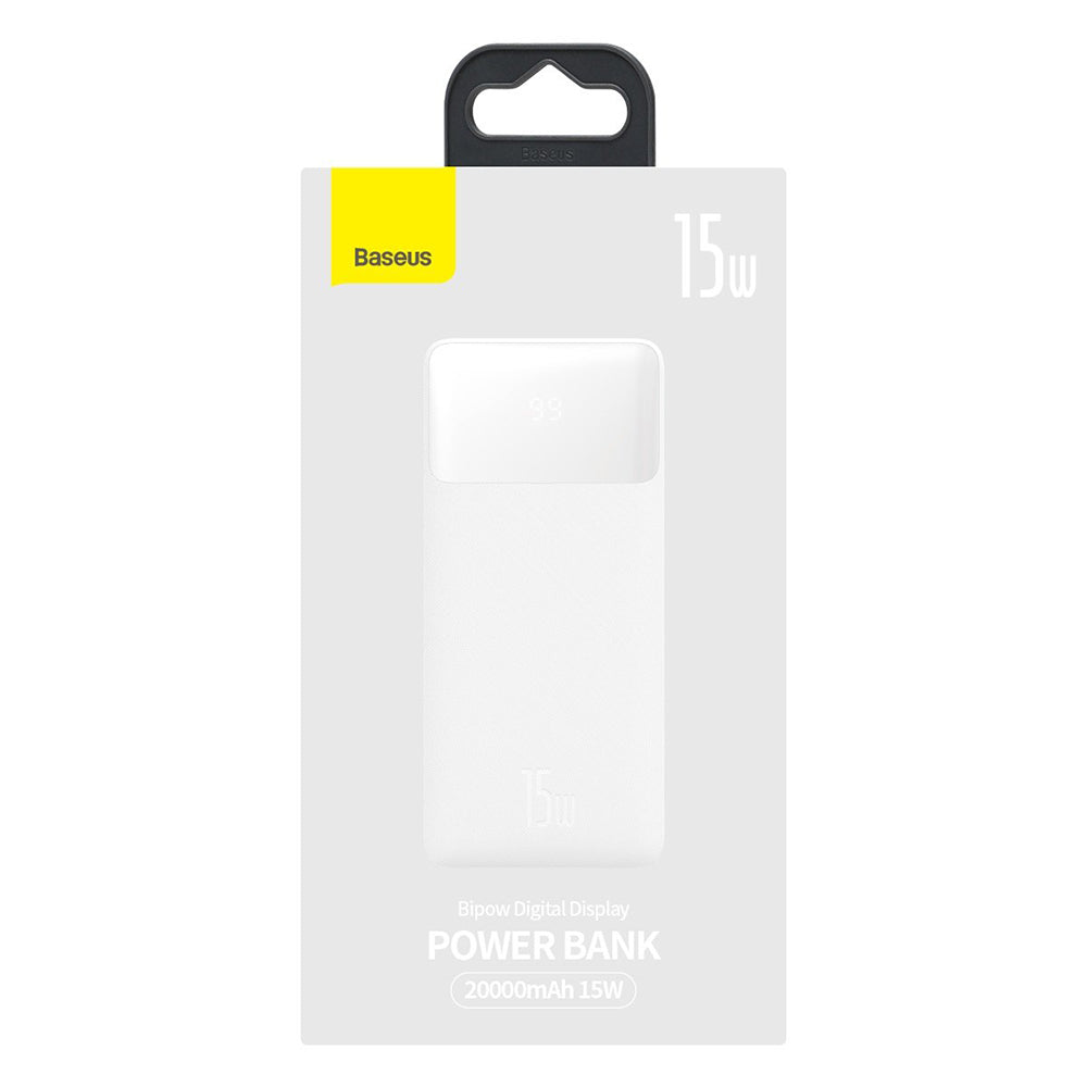 Batteria esterna Baseus Bipow, 20000mAh, 15W, 1 x USB-C - 2 x USB-A, bianco PPBD050102 