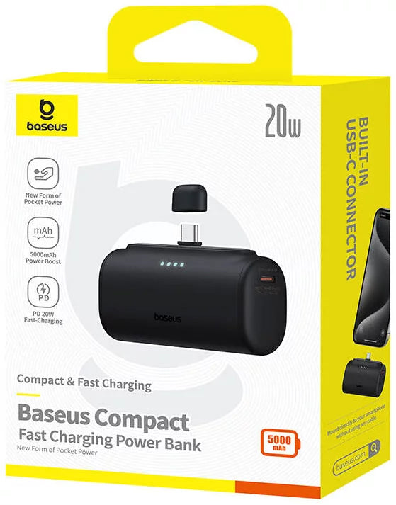 Batteria Esterna Baseus Compact, 5000mAh, 20W, PD, 2 x USB-C, Nera P10068306113-00