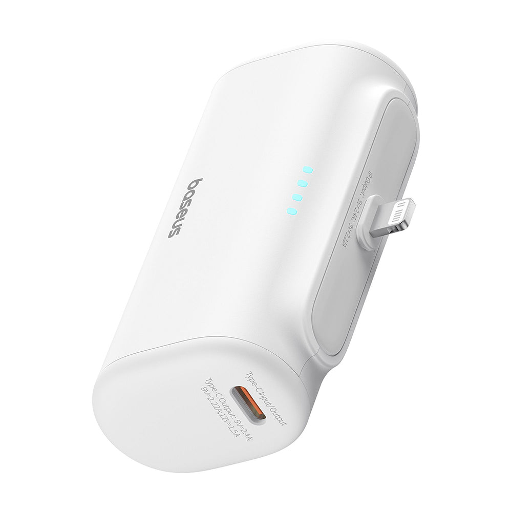 Batteria Esterna Baseus Compact, 5000mAh, 20W, PD, 1 x Lightning - 1 x USB-C, Bianca P10068307213-00