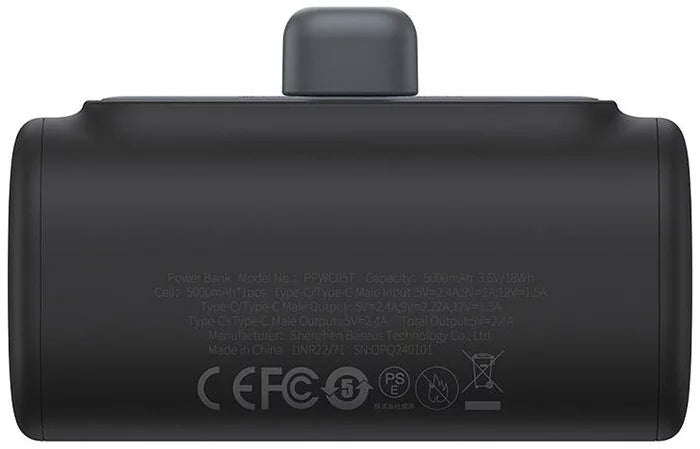 Batteria Esterna Baseus Compact, 5000mAh, 20W, PD, 2 x USB-C, Nera P10068306113-00