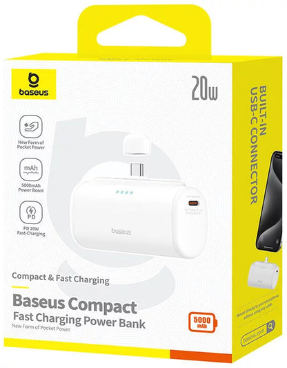 Batteria Esterna Baseus Compact, 5000mAh, 20W, PD, 2 x USB-C, Bianca P10068306213-00