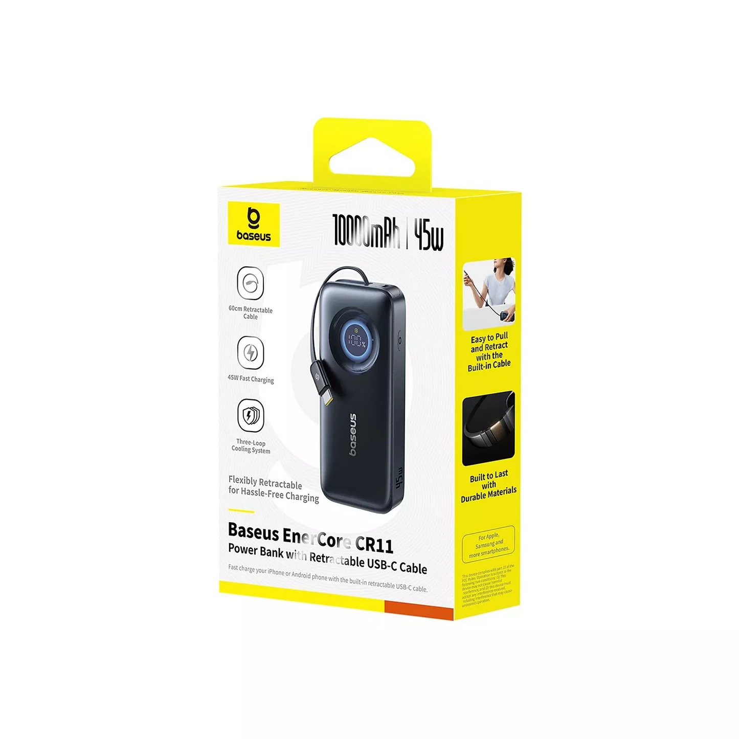Batteria Esterna Baseus EnerCore CR11, 10000mAh, 45W, PD, 2 x USB-C, Nera E0027G01