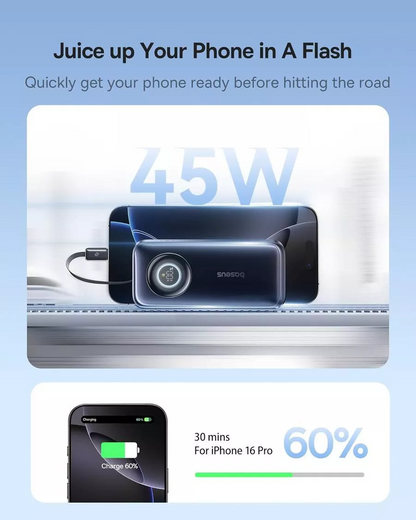 Batteria Esterna Baseus EnerCore CR11, 10000mAh, 45W, PD, 2 x USB-C, Nera E0027G01
