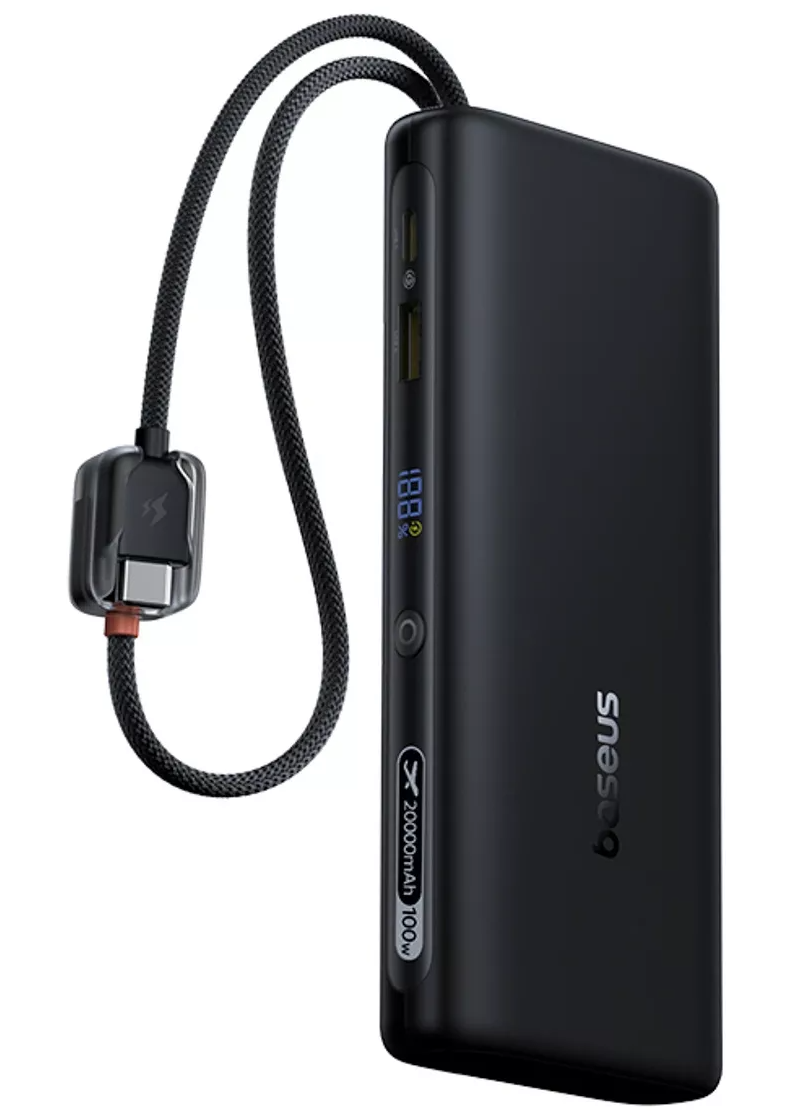Batteria Esterna Baseus EnerFill FC41, 20000mAh, 100W, QC + PD, 1 x USB-A - 3 x USB-C, Nera E0028N03