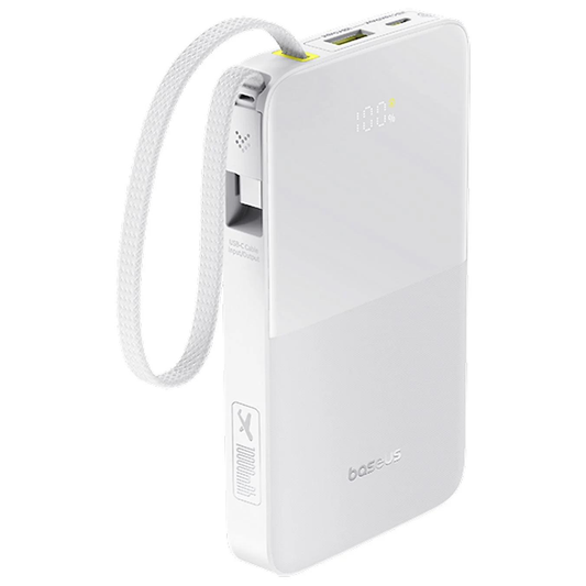 Batteria Esterna Baseus EnerFill Bipow2 Pro, 10000mAh, 22.5W, QC + PD, 1 x USB-A - 2 x USB-C, Bianca E0027601