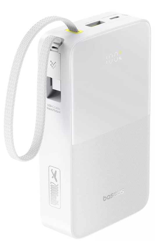 Batteria Esterna Baseus EnerFill Bipow2 Pro, 20000mAh, 22.5W, QC + PD, 1 x USB-A - 2 x USB-C, Bianca E0027700