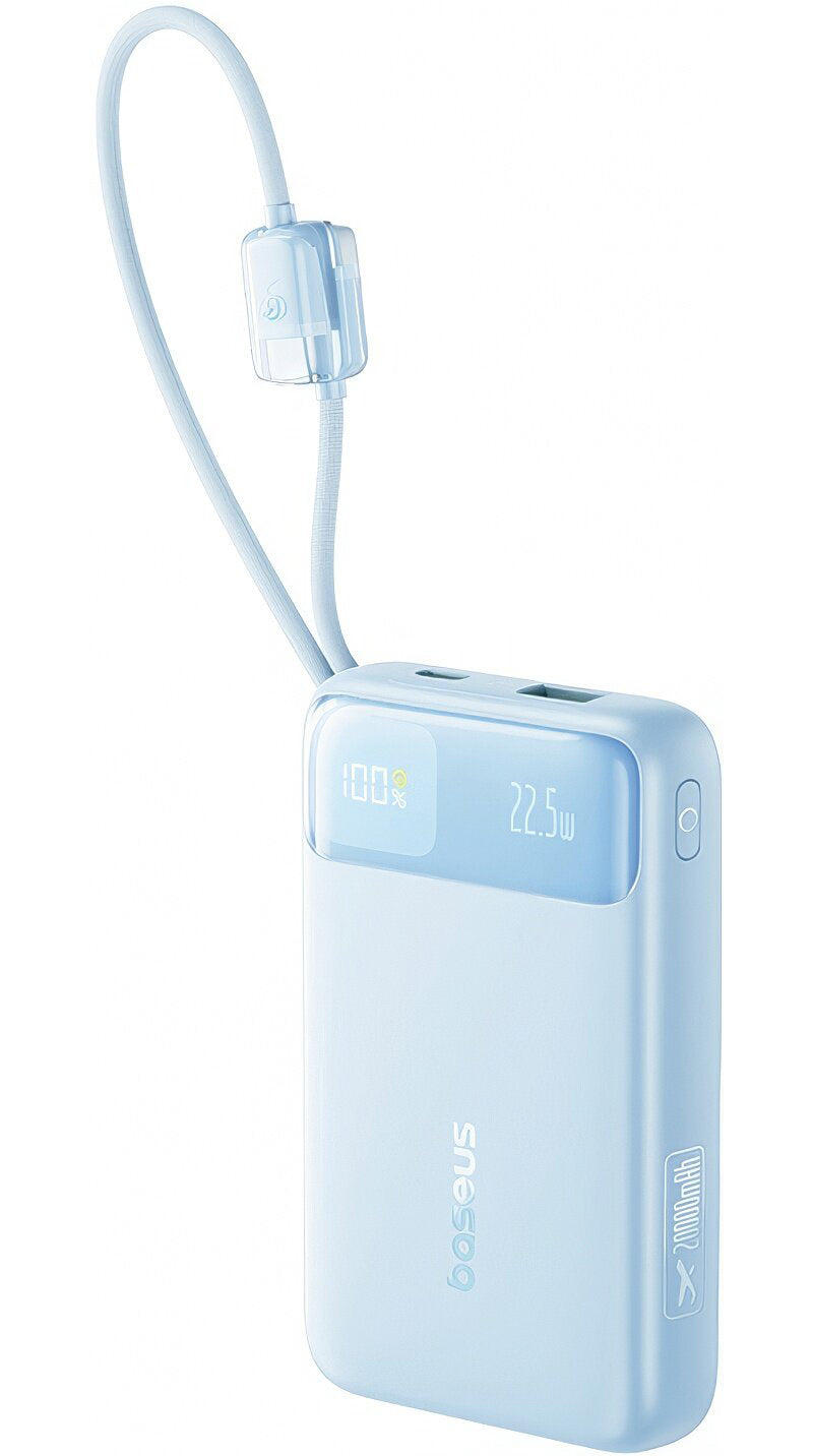 Batteria Esterna Baseus EnerFill FC11, 20000mAh, 22.5W, QC + PD, 1 x Lightning - 1 x USB-A - 2 x USB-C, Blu E0027S06
